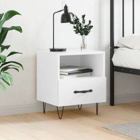 Bedside Cabinet High Gloss White 40x35x47.5 cm Engineered Wood