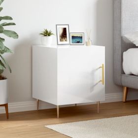 Bedside Cabinet High Gloss White 40x40x50 cm Engineered Wood