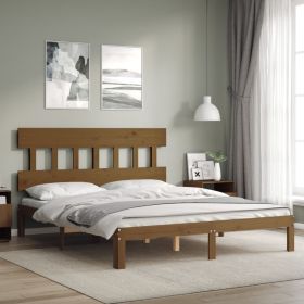 Bed Frame with Headboard Honey Brown 160x200 cm Solid Wood