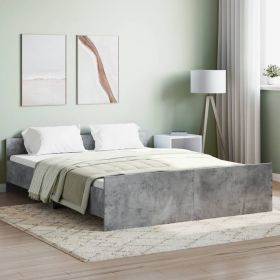 Bed Frame with Headboard and Footboard Concrete Grey 140x200 cm