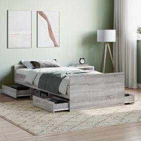 Bed Frame with Headboard and Footboard Grey Sonoma 100x200 cm