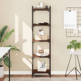 Bookcase 5-Tier Brown Oak 40x30x154 cm Engineered Wood