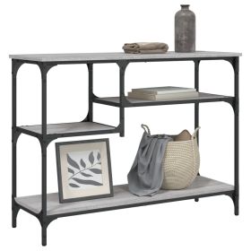 Console Table with Shelves Grey Sonoma 100x35x75 cm