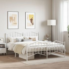 Metal Bed Frame with Headboard and FootboardÂ White 160x200 cm