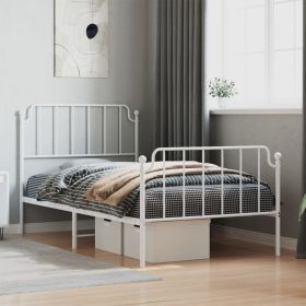 Metal Bed Frame with Headboard and FootboardÂ White 100x200 cm