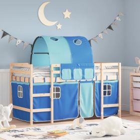Kids' Loft Bed with Tunnel Blue 90x190cm Solid Wood Pine