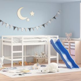 Kids' Loft Bed with Slide White 80x200 cm Solid Wood Pine