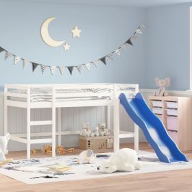 Kids' Loft Bed with Slide White 90x190 cm Solid Wood Pine