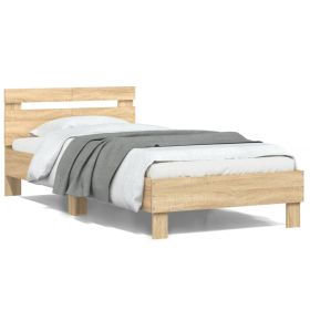 Bed Frame with Headboard Sonoma Oak 100x200 cm Engineered wood