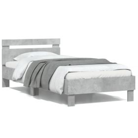 Bed Frame with Headboard Concrete Grey 100x200 cm Engineered wood