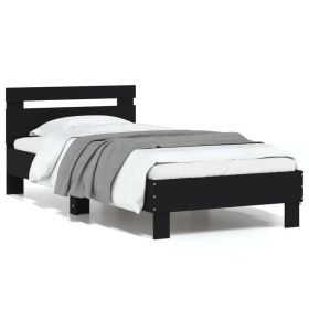 Bed Frame with Headboard Black 90x200 cm Engineered wood