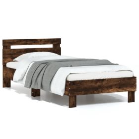 Bed Frame with Headboard Smoked Oak 90x200 cm Engineered wood