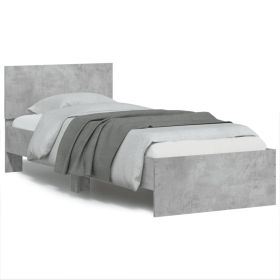 Bed Frame with Headboard Concrete Grey 90x190 cm Single Engineered wood