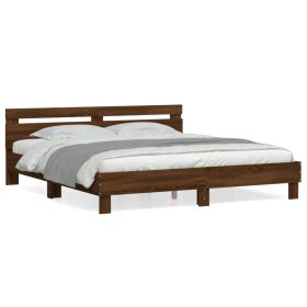 Bed Frame with Headboard Brown Oak 160x200 cm Engineered Wood