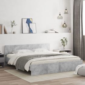 Bed Frame with Headboard Concrete Grey 160x200 cm
