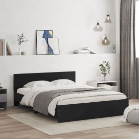 Bed Frame with Headboard Black 140x200 cm