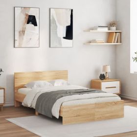 Bed Frame with Headboard Sonoma Oak 120x200 cm