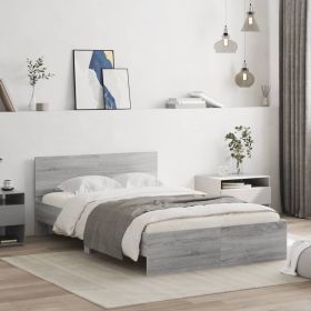 Bed Frame with Headboard Grey Sonoma 120x190 cm Small Double