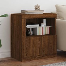 Sideboard with LED Lights Brown Oak 60.5x37x67 cm