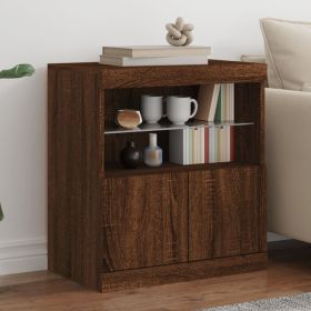 Sideboard with LED Lights Brown Oak 60x37x67 cm