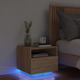 Bedside Cabinet with LED Lights Sonoma Oak 40x39x37 cm