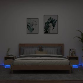 Bedside Cabinets with LED Lights 2 pcs Sonoma Oak 40x39x37 cm