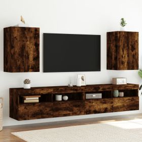 TV Wall Cabinets 2 pcs Smoked Oak 40.5x30x60 cm Engineered Wood