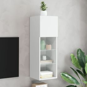 TV Cabinet with LED Lights White 30.5x30x90 cm