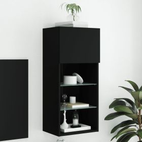 TV Cabinet with LED Lights Black 40.5x30x90 cm