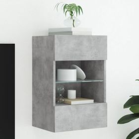 TV Wall Cabinet with LED Lights Concrete Grey 40x30x60.5 cm