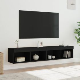 TV Cabinets with LED Lights 2 pcs Black 80x30x30 cm
