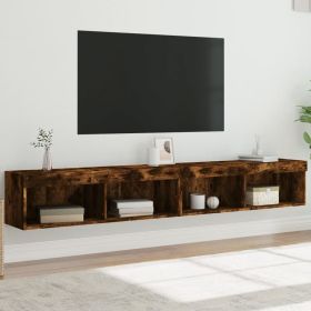 TV Cabinets with LED Lights 2 pcs Smoked Oak 100x30x30 cm