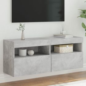 TV Wall Cabinet with LED Lights Concrete Grey 100x30x40 cm
