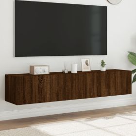TV Wall Cabinets with LED Lights 2 pcs Brown Oak 80x35x31 cm