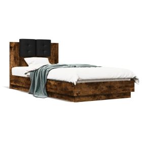 Bed Frame with Headboard Smoked Oak 100x200 cm Engineered Wood