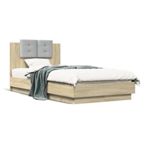 Bed Frame with Headboard Sonoma Oak 90x190 cm Single Engineered Wood