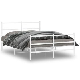 Metal Bed Frame with Headboard and FootboardÂ White 140x200 cm