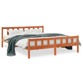 Bed Frame with Headboard Wax Brown 180x200 cm Super King Size Solid Wood Pine