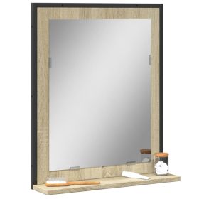 Bathroom Mirror with Shelf Sonoma Oak 50x12x60 cm Engineered Wood