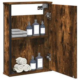 Bathroom Mirror Cabinet Smoked Oak 42x12x60 cm Engineered Wood