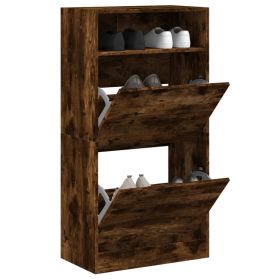 Shoe Cabinet Smoked Oak 60x34x116 Engineered Wood
