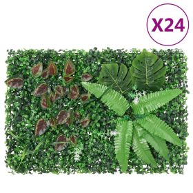 Â Artificial Plant FenceÂ 24 pcs Green 40x60 cm