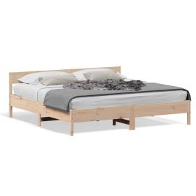 Bed Frame with Headboard 200x200 cm Solid Wood Pine