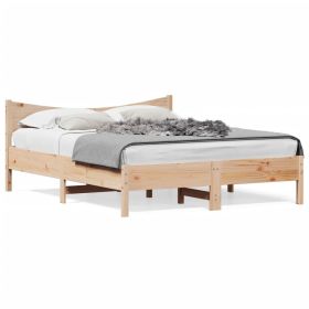 Bed Frame with Headboard 150x200 cm King Size Solid Wood Pine