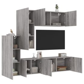 5 Piece TV Wall Units Grey Sonoma Engineered Wood