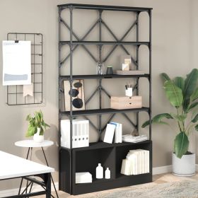 Bookcase Black 100x26x180 cm Engineered Wood and Metal