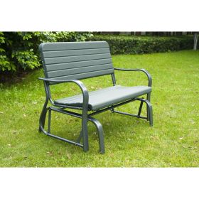 Metal 2-Seater Outdoor Garden Rocker Bench - Green