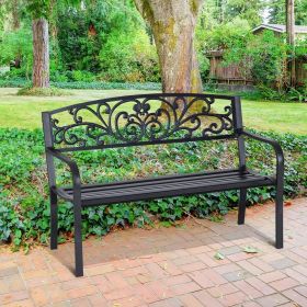 Steel 2-Seater Garden Bench - Black