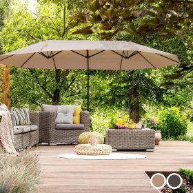 Garden Double Canopy Offset Parasol Umbrella with Steel Pole - 2 Colours