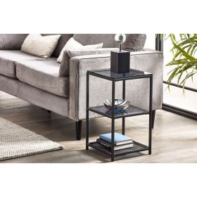 Chicago Tall Narrow Side Table - Smoked Glass
